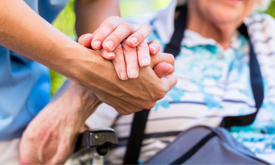 senior with a volunteer